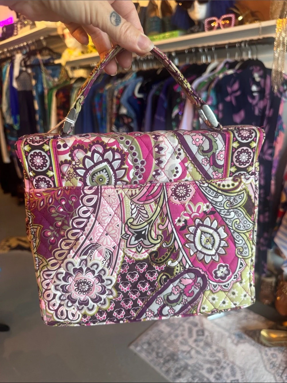 Vera Bradley Quilted Pink Paisley Top-Handle Hand Bag